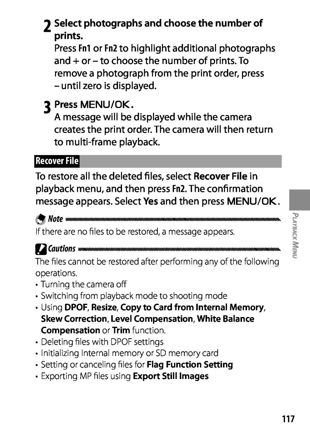 Ricoh GXR, 170543, 170553 manual Recover File, 3 Press C/D 
